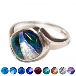 Ashes into Silver & Dichroic Glass Twisted Ring
